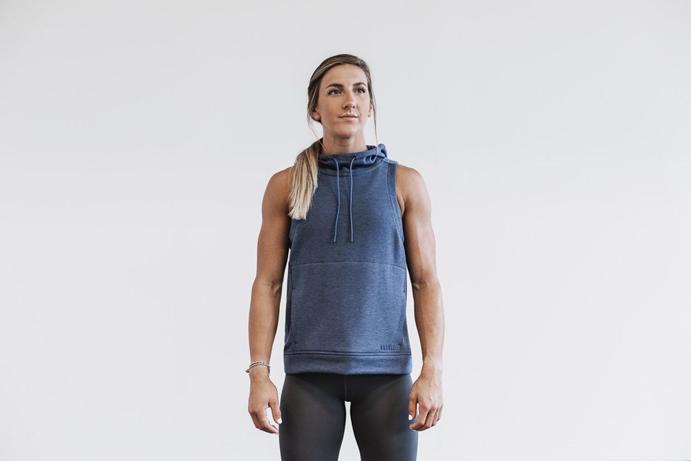 NOBULL Women's Microplush Sleeveless Hoodie - Deep Steel - Ireland (5807ORUVH)